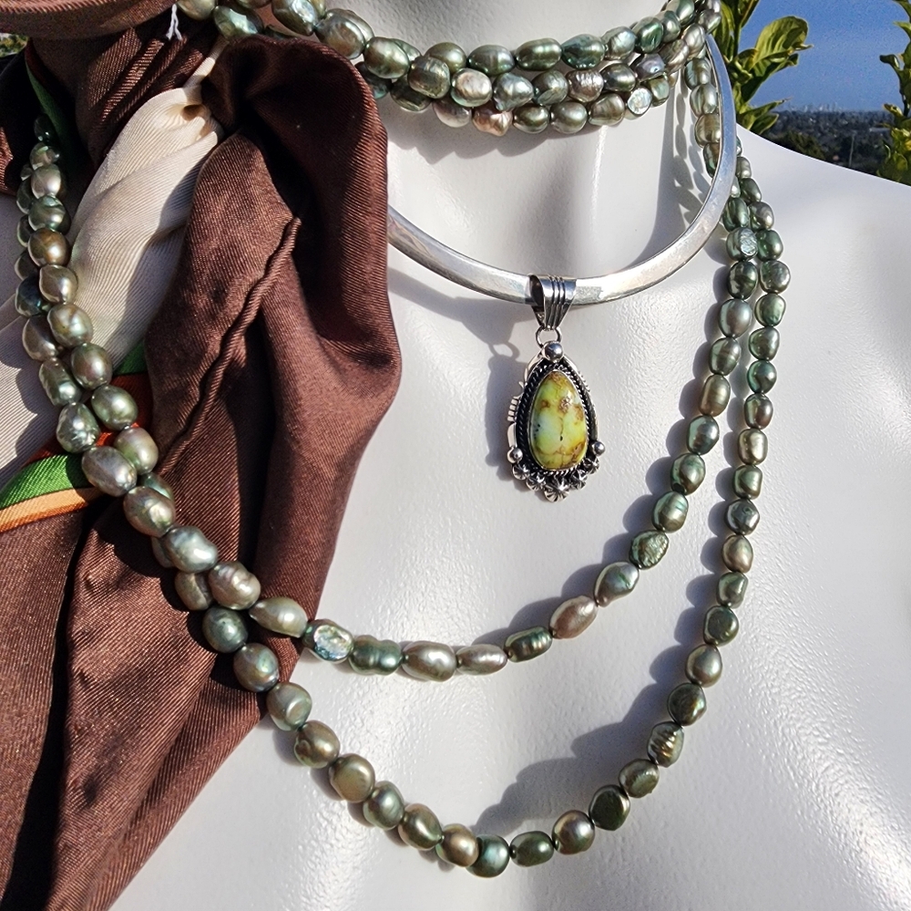 STERLING Silver and Palamino TURQUOISE Pendant Made By Daniel Bengally